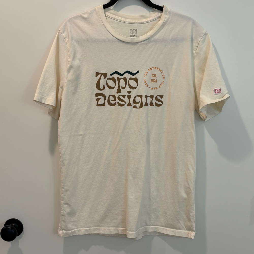 Topo Designs Cream/Ivory Graphic Tee Large